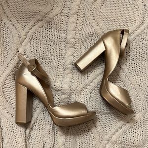 Champagne Gold Peep Toe High Heels